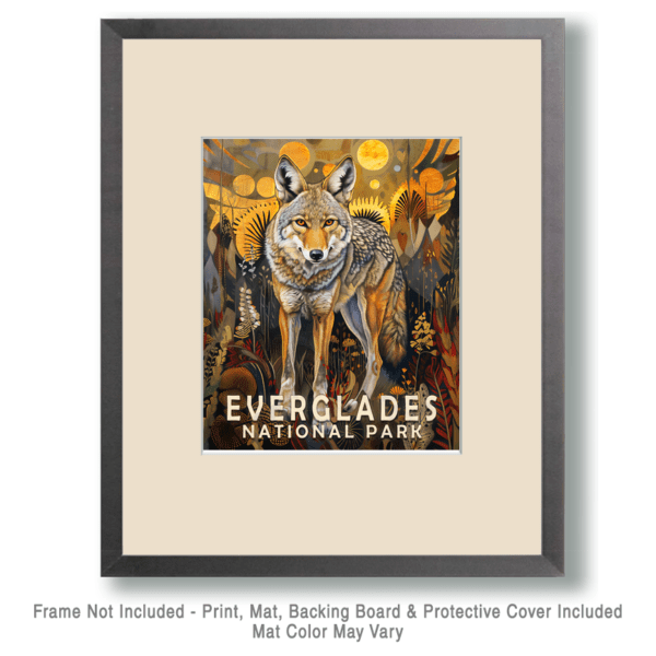 Folk Art Coyote Art Print - Mowbi's Everglades