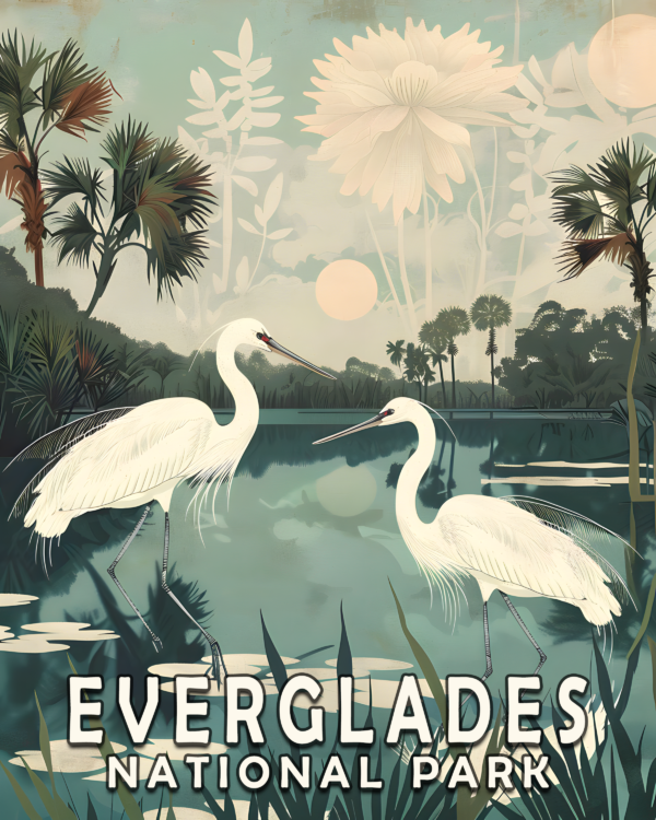 Egrets Art Print - Mowbi's Everglades National Park