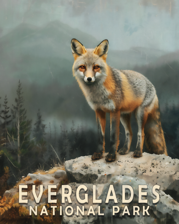 Gray Fox Art Print - Mowbi's Everglades National Par