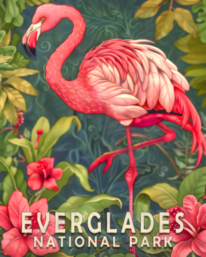 Nouveau Pink Flamingo Art Print - Mowbi's Everglades