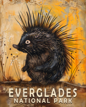 Folk Art Porcupine Art Print - Mowbi's Everglades National Park