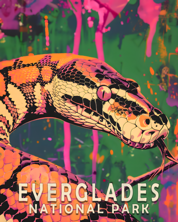 Pop Art Python Art Print - Mowbi's Everglades National Park