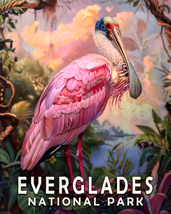 Roseate Spoonbill Art Print - Mowbi's Everglades National Park