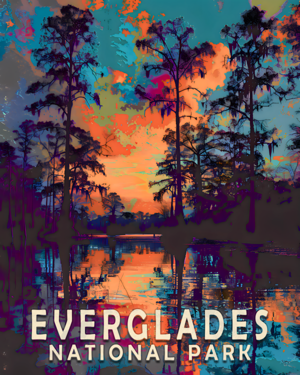 Evening Bayou Landscape Art Print - Mowbi's Everglades National Park