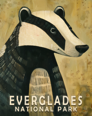 Folk Art Badger Art Print - Mowbi's Everglades National Park