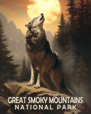 Wolf Howling at the Moon - Mowbi's Smoky Mountains Art Print Collection