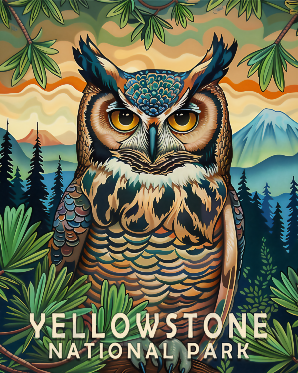 Great Horned Owl - Yellowstone National Park Art Print