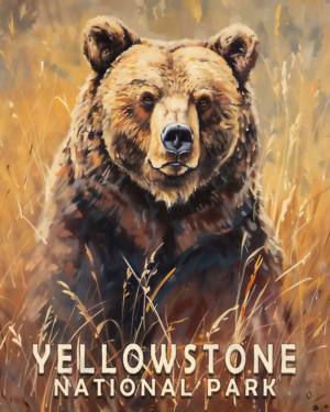 Grizzly Bear in a Field - Yellowstone National Park 8"x10" Art Print