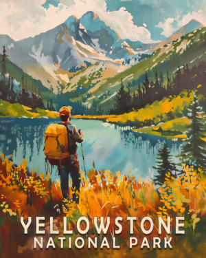 The Lone Hiker - Yellowstone National Park 8"x10" Art Print