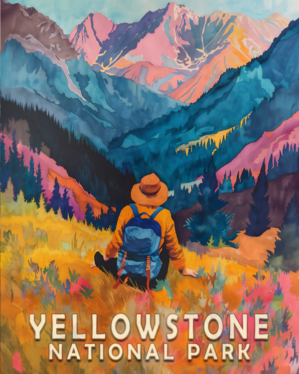 The Hiker - Yellowstone National Park Art Print