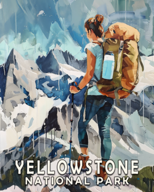 Woman Hiking - Yellowstone National Park Art Print