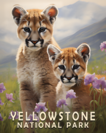 Mountain Lion Cubs - Yellowstone National Park Art Print