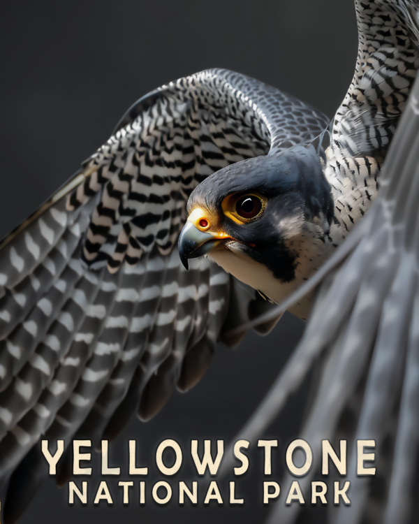 Peregrine Falcon Flying - Yellowstone National Park Art Print