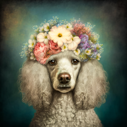 Ms. Poodle with the Flower Hat Art Print