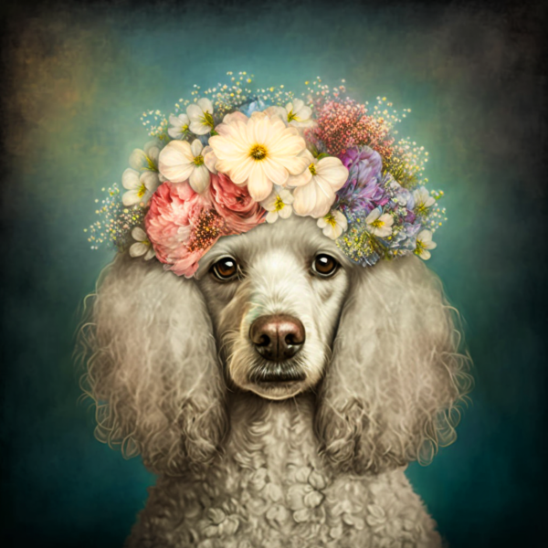 Ms. Poodle with the Flower Hat Art Print