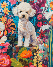 Poodle in the Garden Art Print