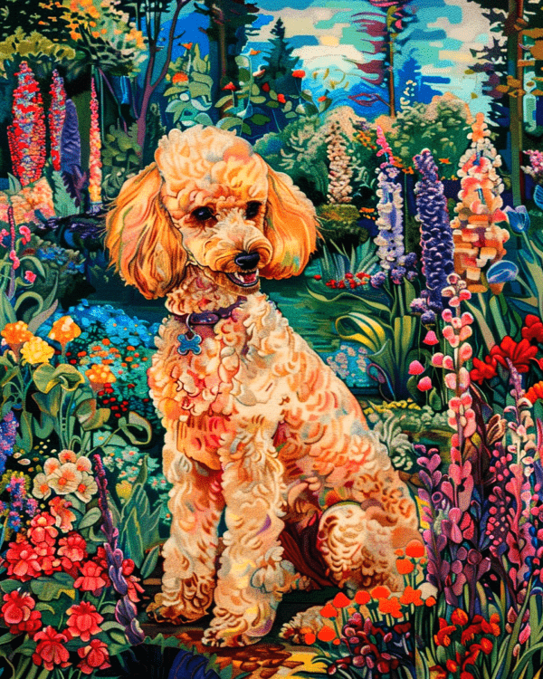 Floral Poodle Art Print