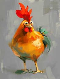 Kids silly chicken art print