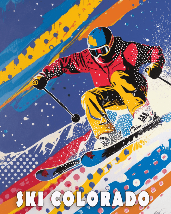 Colorado Pop Art Skier - Mowbi's Ski & Snowboard Collection