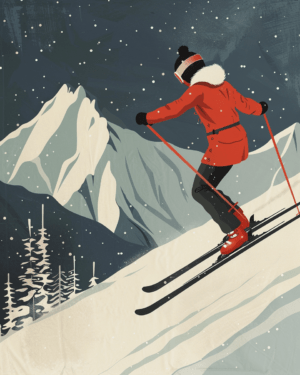 Mid-Century Modern Skier - Mowbi's Ski & Snowboard Collection