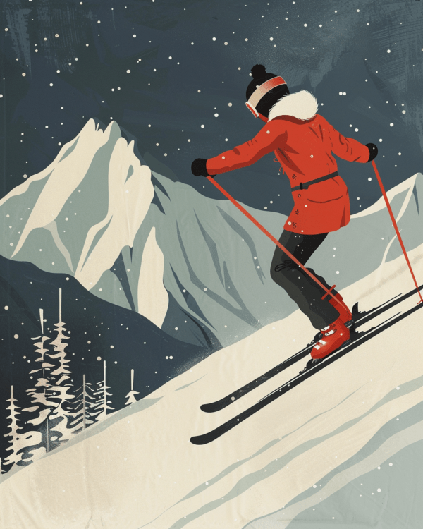 Mid-Century Modern Skier - Mowbi's Ski & Snowboard Collection