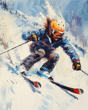 Watercolor Extreme Skier - Mowbi's Ski & Snowboard Collection