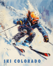 Colorado Watercolor Extreme Skier - Mowbi's Ski & Snowboard Collection