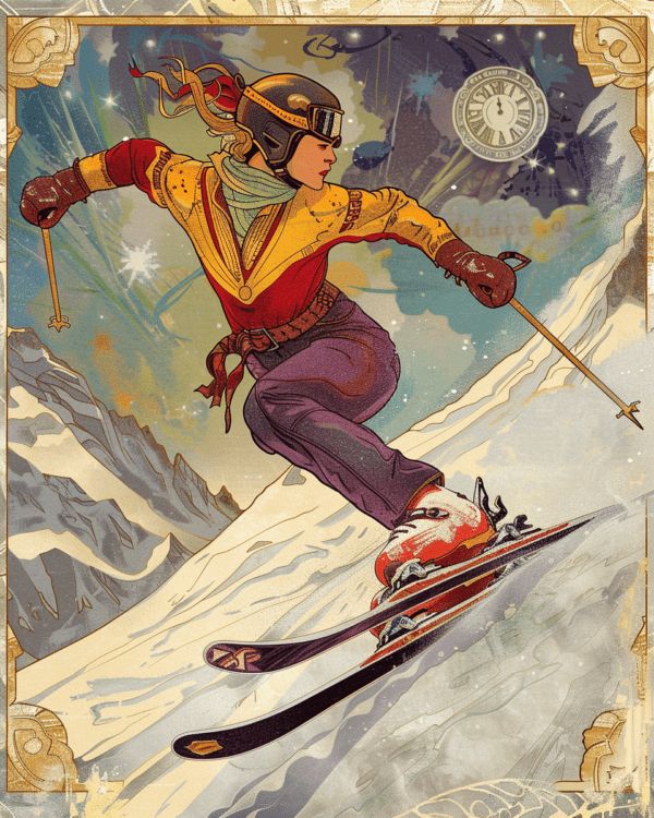 Art Nouveau Skier Art Print