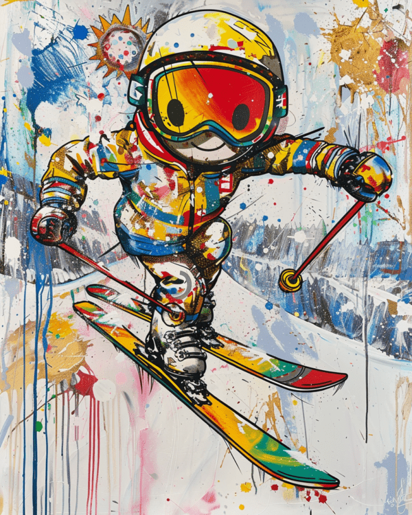 Smilin' Neo-Pop Skier - Mowbi's Ski & Snowboard Collection