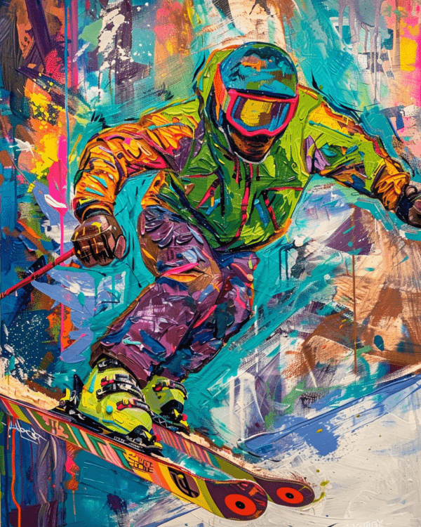 Impressionist Extreme Skier - Mowbi's Ski & Snowboard Collection