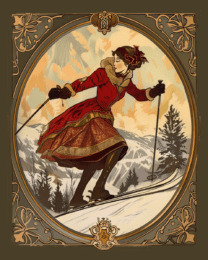 Vintage Nouveau Skier Art Print