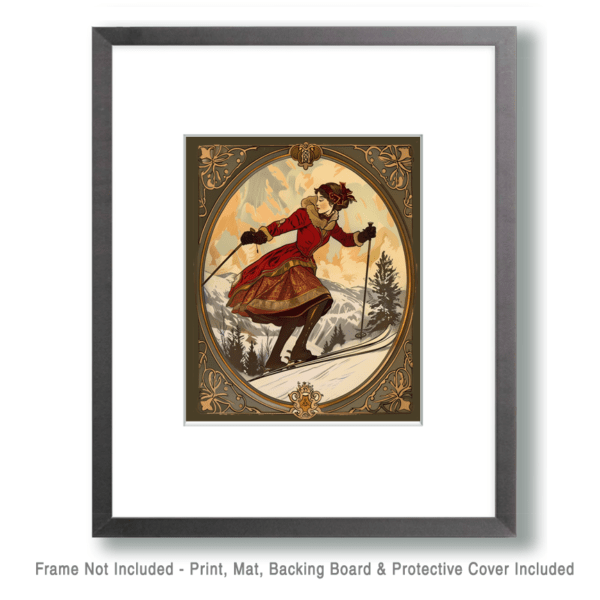 Vintage Nouveau Skier Art Print