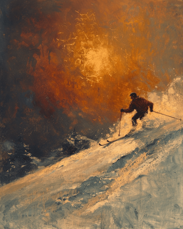 Dark Evening Skier Art Print