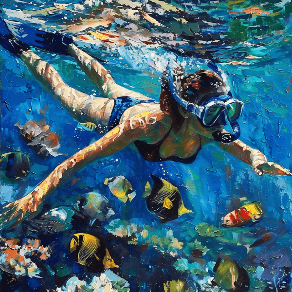 Snorkeling at the Reef 8x8 Art Print