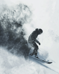 Snowboarder in Powder Art Print