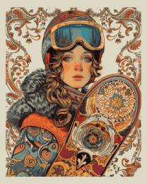 Nouveau Snowboarder Art Print