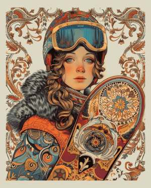 Nouveau Snowboarder Art Print