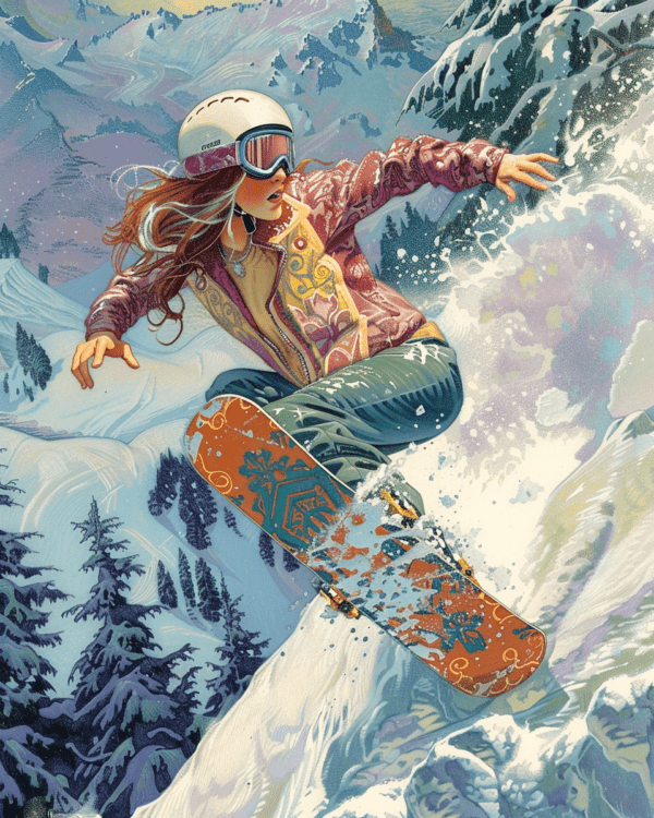 Snowboarding in the Sun Art Print