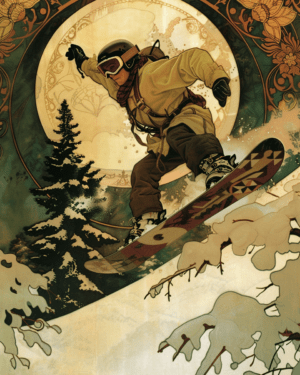 Vintage Snowboarder Art Print