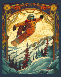 Nouveau Woman Snowboarder Getting Air Art Print