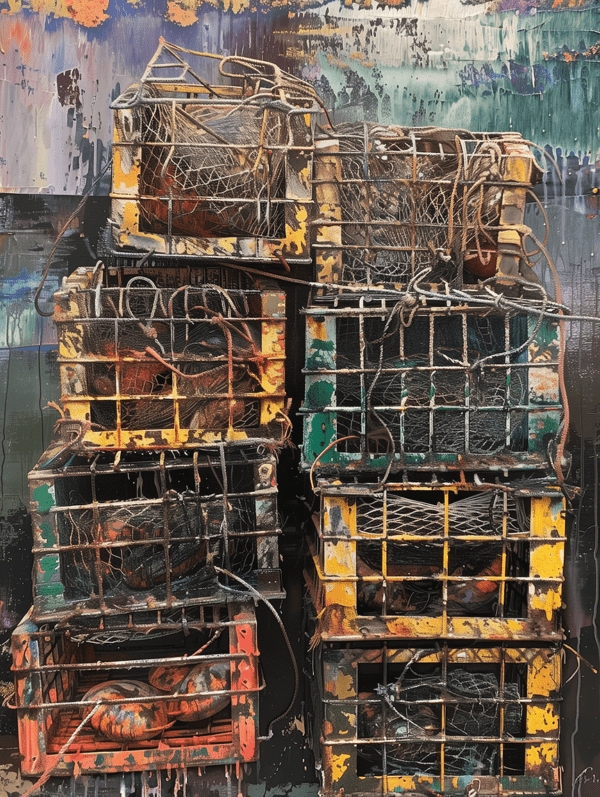 Stacked Lobster Traps 8x10 Art Print