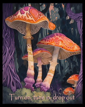 Turn On, Tune In, Drop Out Mushroom Art Print