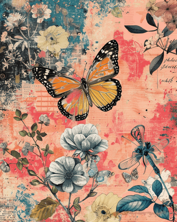 Monarch Butterfly Mixed Media Art Print