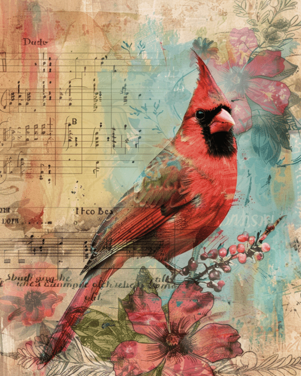 Victorian Cardinal Mixed Media Art Print