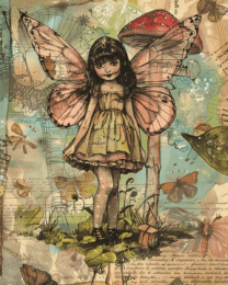 Vintage Young Fairy Mixed Media Art Print