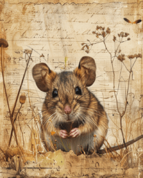 Vintage Mouse Mixed Media Art Print