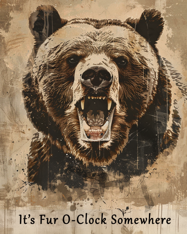 It's Fur O'Clock Somewhere - Grizzly Bear Art Print