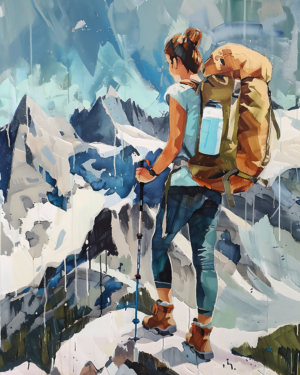 Woman Hiker - Mowbi's Wildlife Art Print Collection