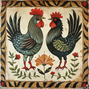 chicken folk art print