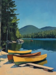 2 Canoes on the Lake Shore 8_x10_ Art Print